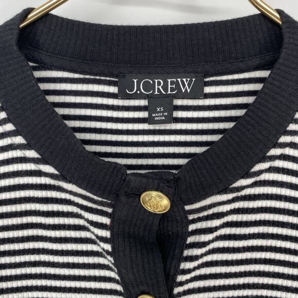 J Crew Vintage Rib Lady Jacket Black and White Stripes Women's Size XS - Picture 3 of 7